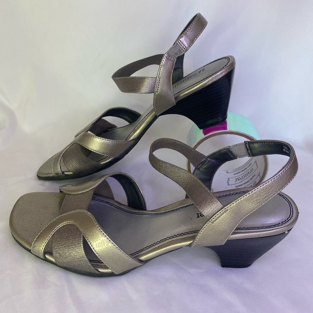 Naturalizer Silver Sandals Mid Heels